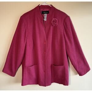 Sag Harbor Textured Jacket Pink Blazer Pockets Flower Size 24W